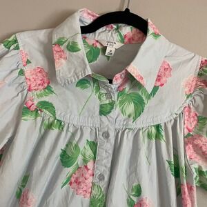 crown and ivy pink and green dress CROWN & IVY Pink Green White Sleeveless Collared V-Neck Spring Summer Dress L